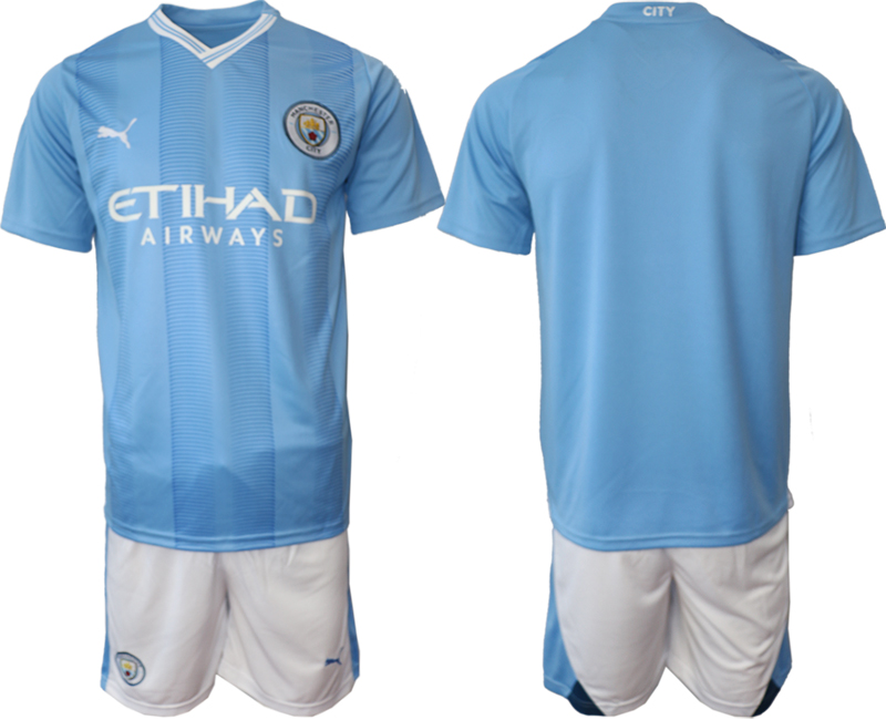 Men 2023-2024 Club Manchester City home blank blue Soccer Jersey->manchester united jersey->Soccer Club Jersey
